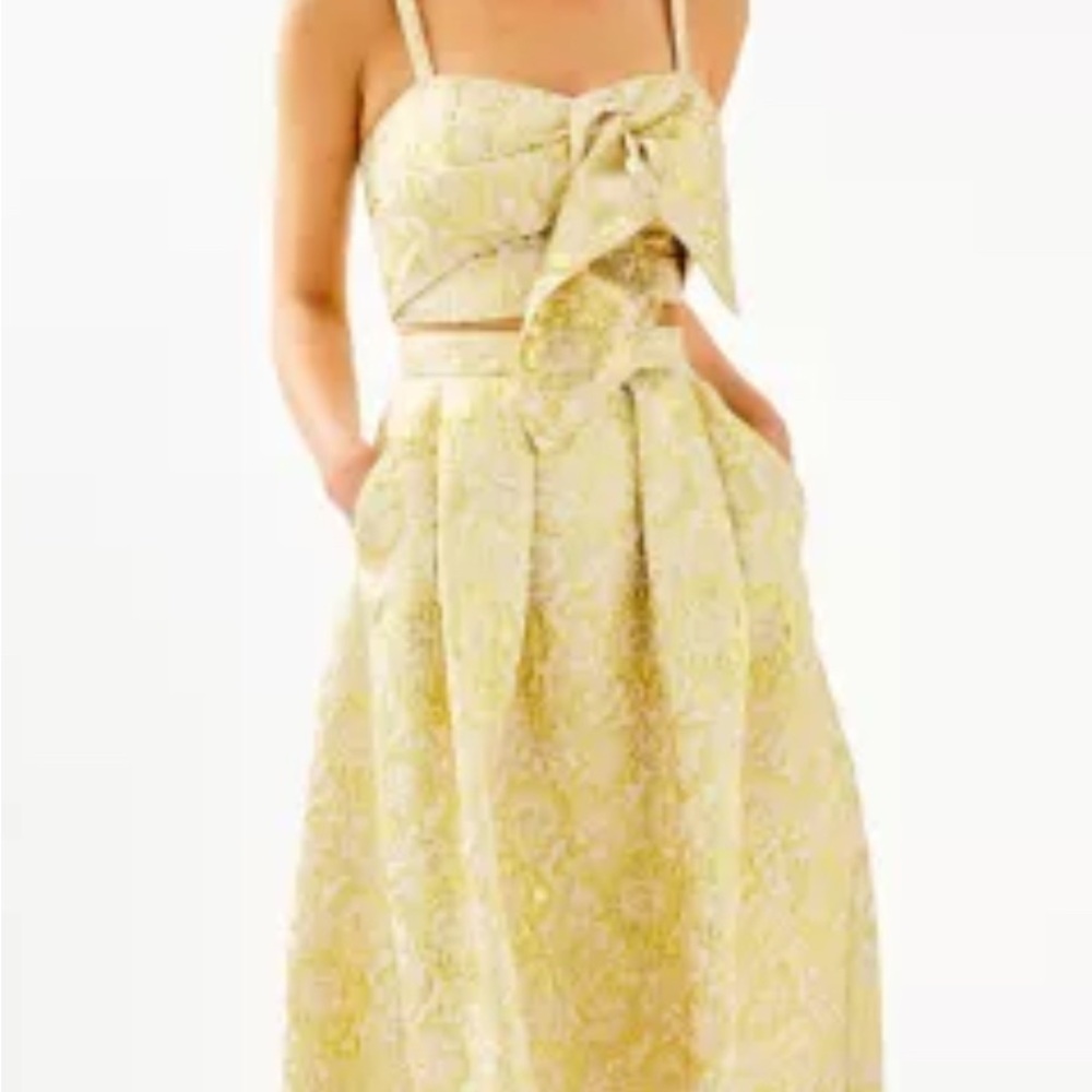 Lilly Pulitzer Yellow Brocade Two-Piece Dress